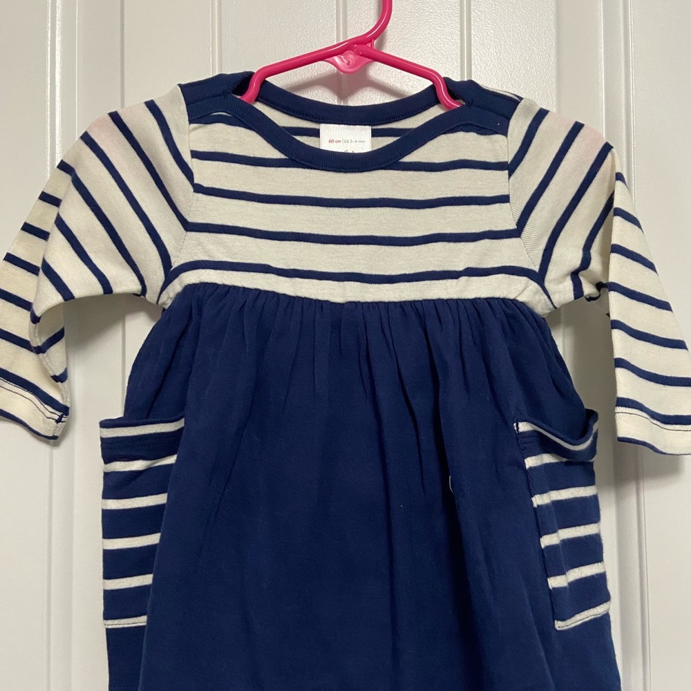 Hanna Andersson Navy and White Striped Dress 3-6 mo